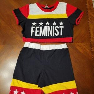 Feminist 2 piece Crop Short Set